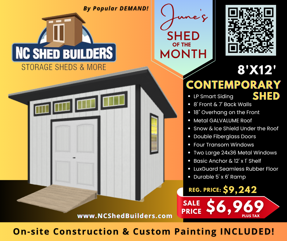 June Storage Shed of the Month Special by NC Shed Builders