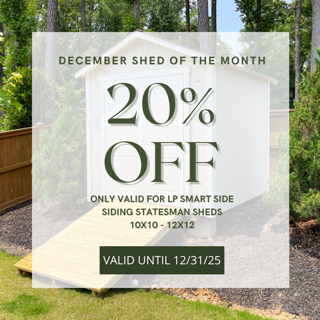 December Storage Shed of the Month Special by NC Shed Builders