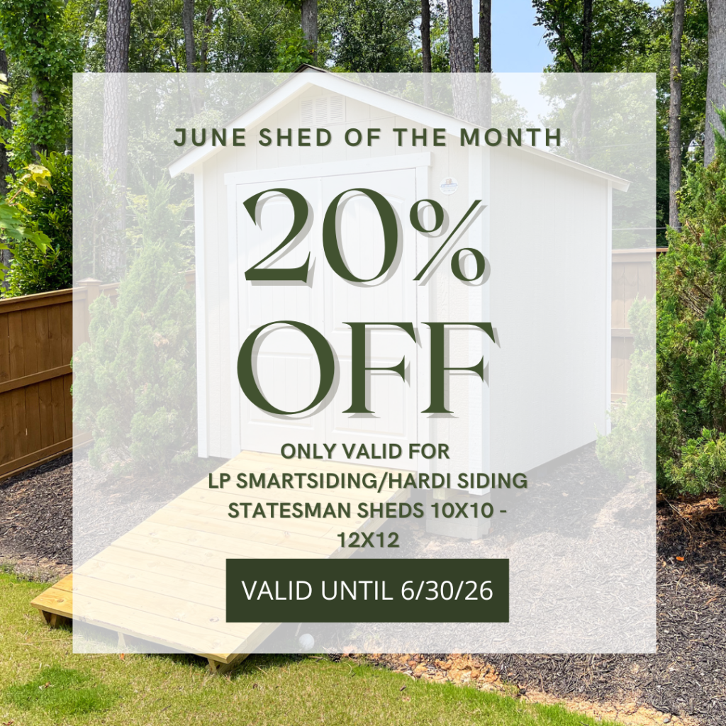 June Storage Shed of the Month Special by NC Shed Builders